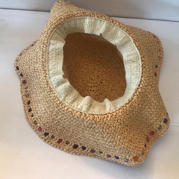 Straw Hat with Beading Beachy Boho Floppy - Picture 4 of 5